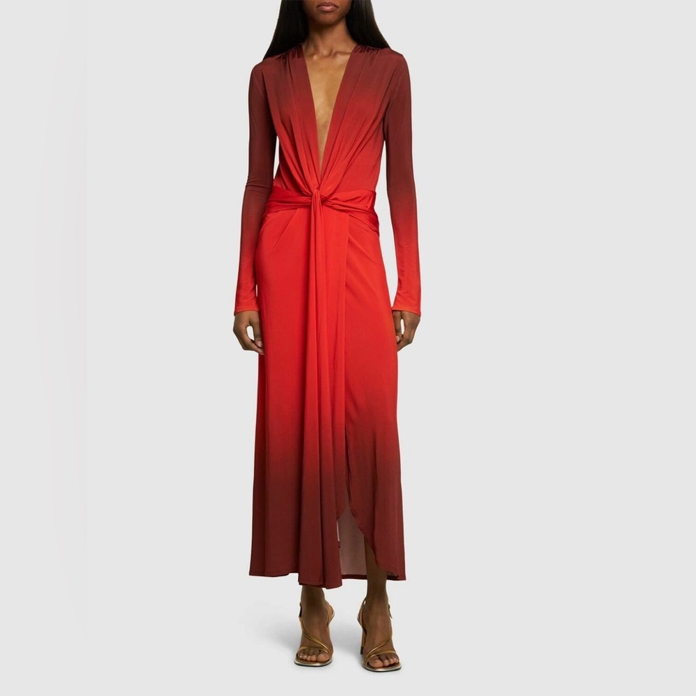 JOHANNA ORTIZ - Red Mito De La Selva Viscose Midi Dress